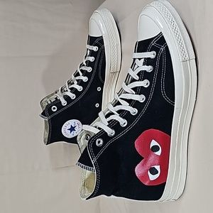Converse Black and White Sneakers with Red Heart